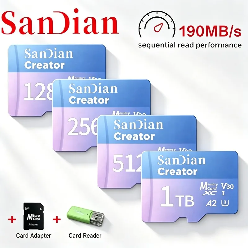 Tarjeta de memoria Micro TF SD XC original de 128GB 256GB V30 A2, tarjeta Micro TF SD con velocidad máxima de 190Mb/s para drones 4K