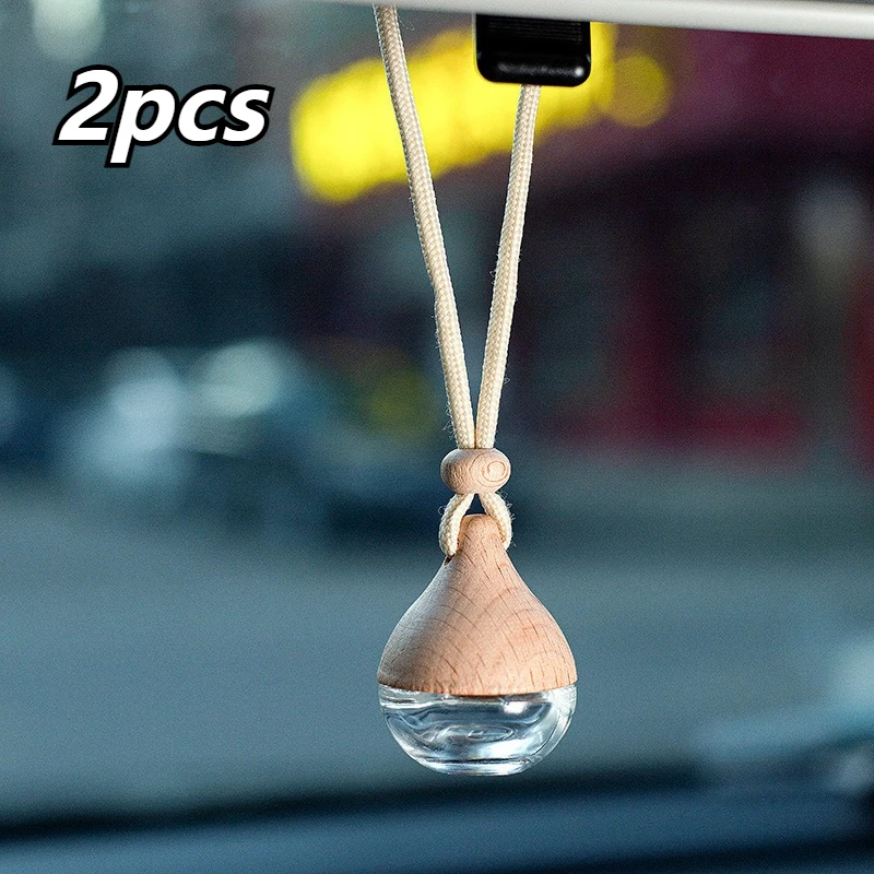 2pcs Car Air Freshener Perfume Bottle - Reusable Waterdrop Design Hanging Car Diffuser Bottle For Aromatherapy And Home Decor