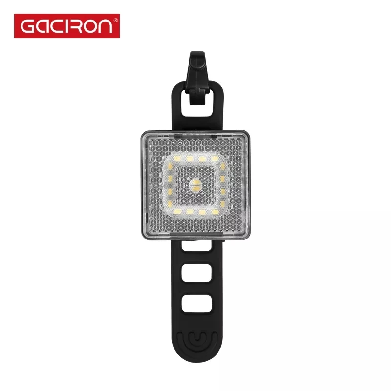 GACIRON Smart Warning Light Bike Front Light Rear Safety Bicycle Lamp USB Rechargeable LED Cycling Light 80Lum Spot/Floodlight