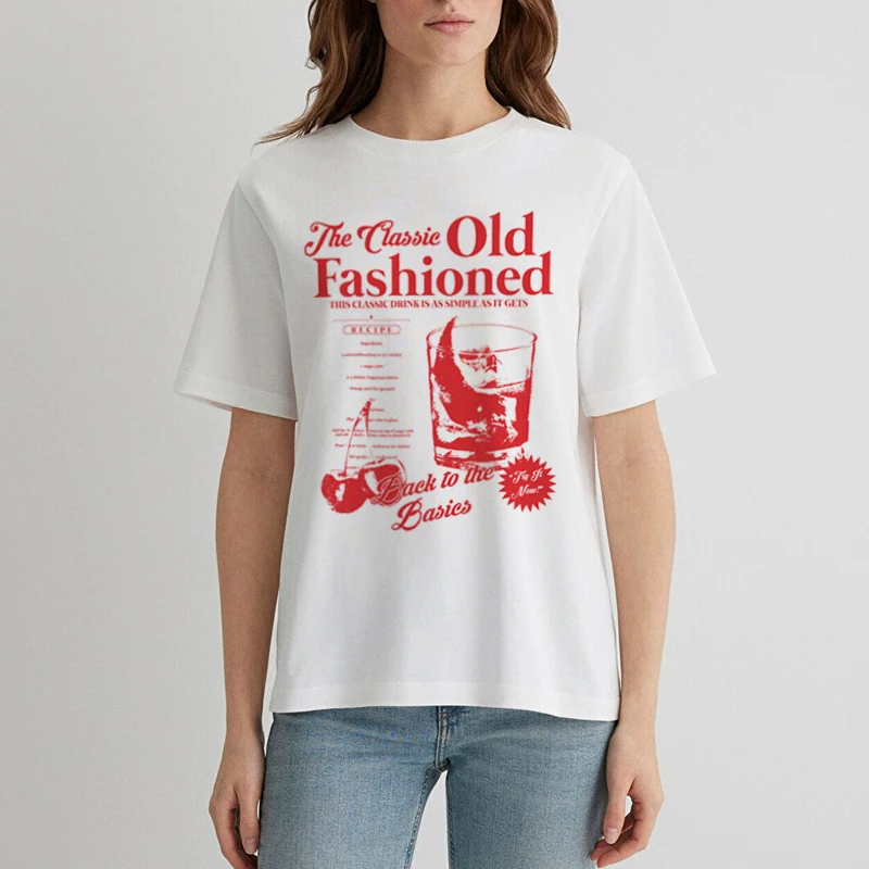Altmodische Cocktail-Grafik-T-Shirts, kurzärmeliges Hemd, Damen, Vintage, ästhetisches Trink-T-Shirt, Retro-Unisex-Kleidung, Grunge, Y2k