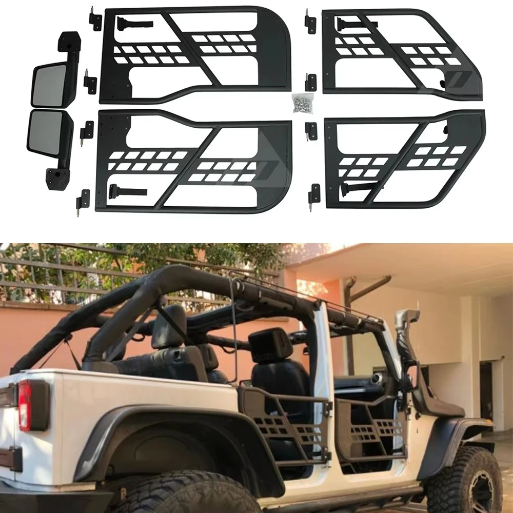 

4PCS Black Steel Half Tube Doors With Side Mirrors For Jeep Wrangler JK 2007-2017 J196