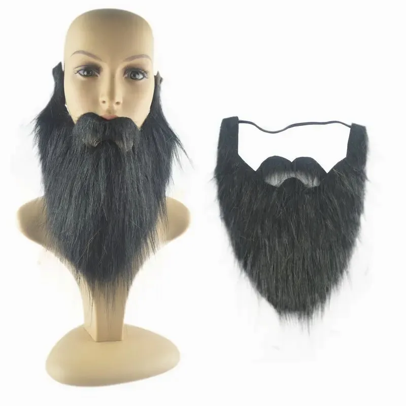 1PC Long Fluffy Fake Beard Cosplay Costume Props, Party Dress Up False Facial Hair for Halloween Christmas Stage Performance