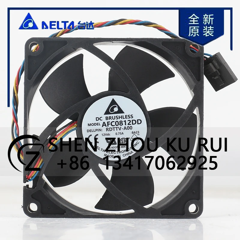 

New Delta 5V 24V 48V DC12V 0.75A AC EC 8020 80X80X20MM 8CM PWM Temperature Control CPU Double Ball Bearing AFC0812DD Cooling Fan