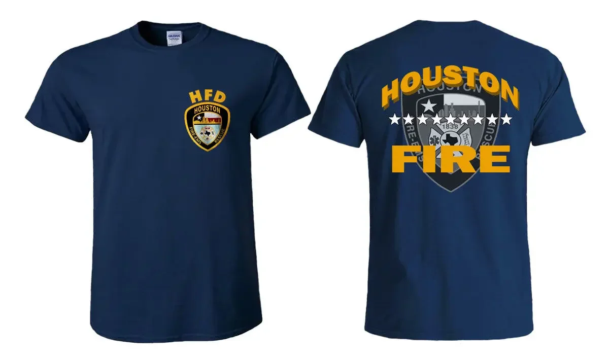 Summer Fashion Hot Sale Men Cotton T Shirt HFD Houston Fire Dept Fighter Design T Shirt Cool Tees Tops Harajuku Streetwear 2024