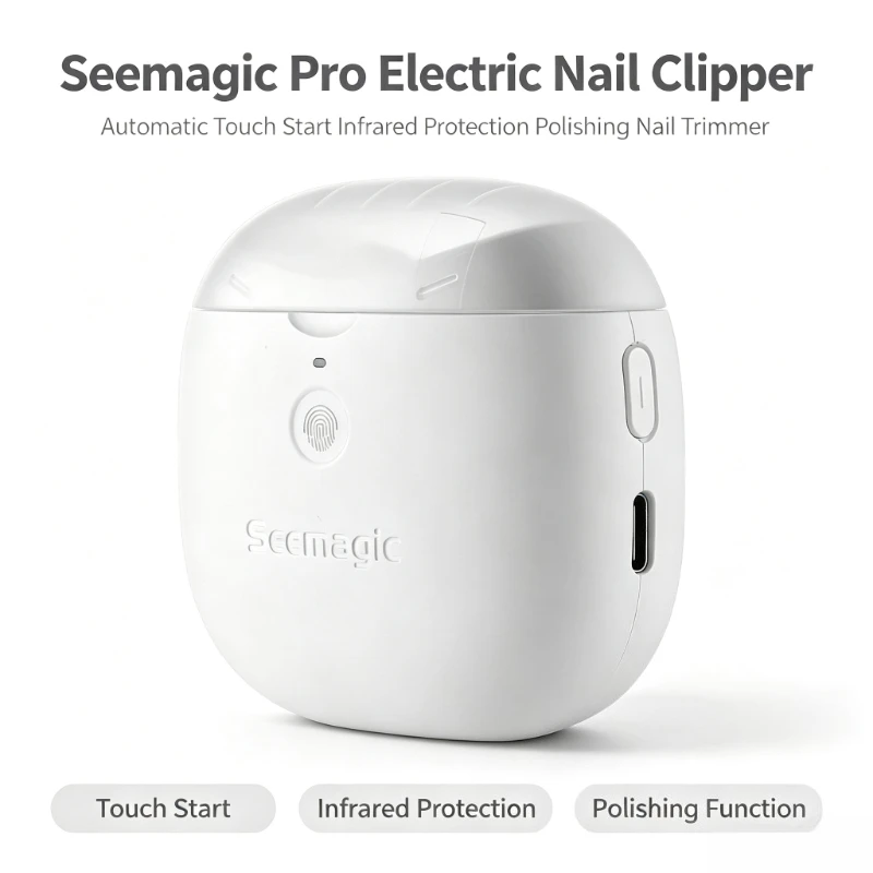 Seemagic Pro Elektryczny Automatyczny Obcinacz do Paznokci z Uruchamianiem Dotykowym, Ochroną na Podstawie Podczerwieni i Funkcją Polerowania