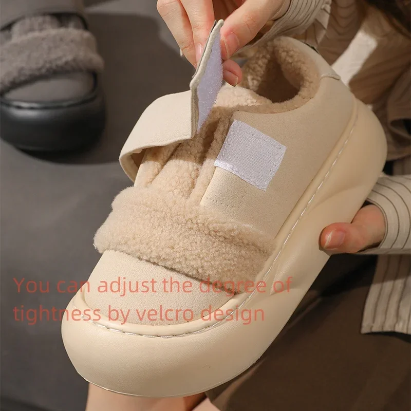 Women Thick Sole Winter Shoes Ladies Casual Warm Anti-slip Cotton Slippers Female Outdoor Fashion Flat Footwear