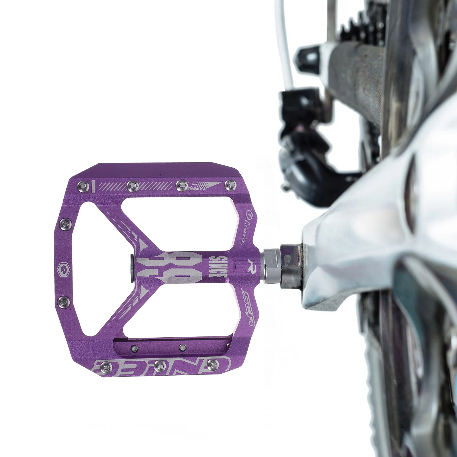 

1 Pair Universal Mountain Bike Pedal Purple Non-Slip Flat Platform Metal Pedal For Road Touring Urban Cycling
