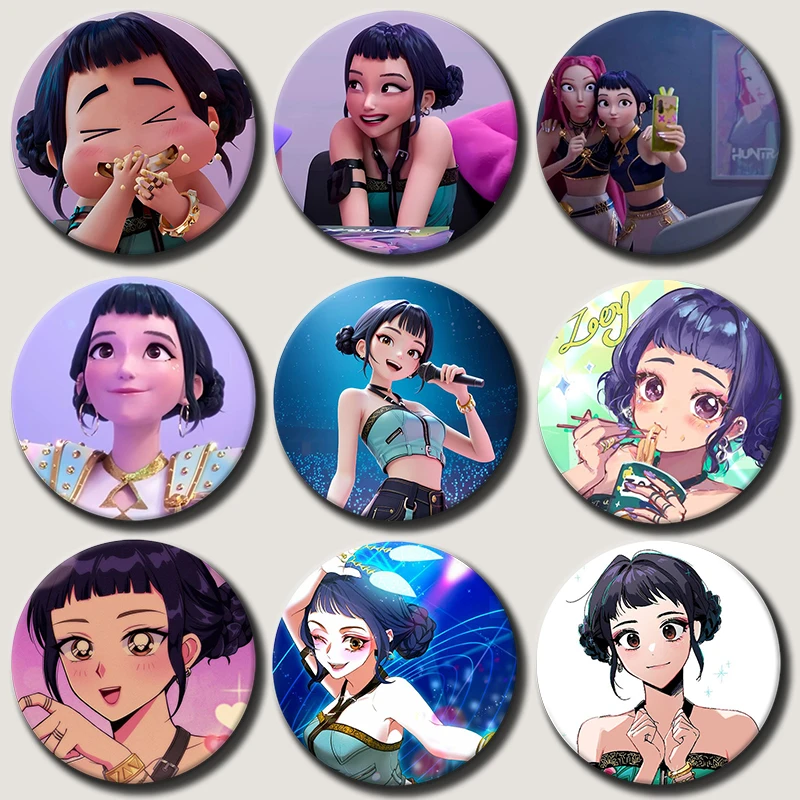 

58mm Anime Character Zoey Soft Button Pin Demon Hunters Zoey Cartoon Brooch Creative Badge for Backpack Clothes Decoration Gift