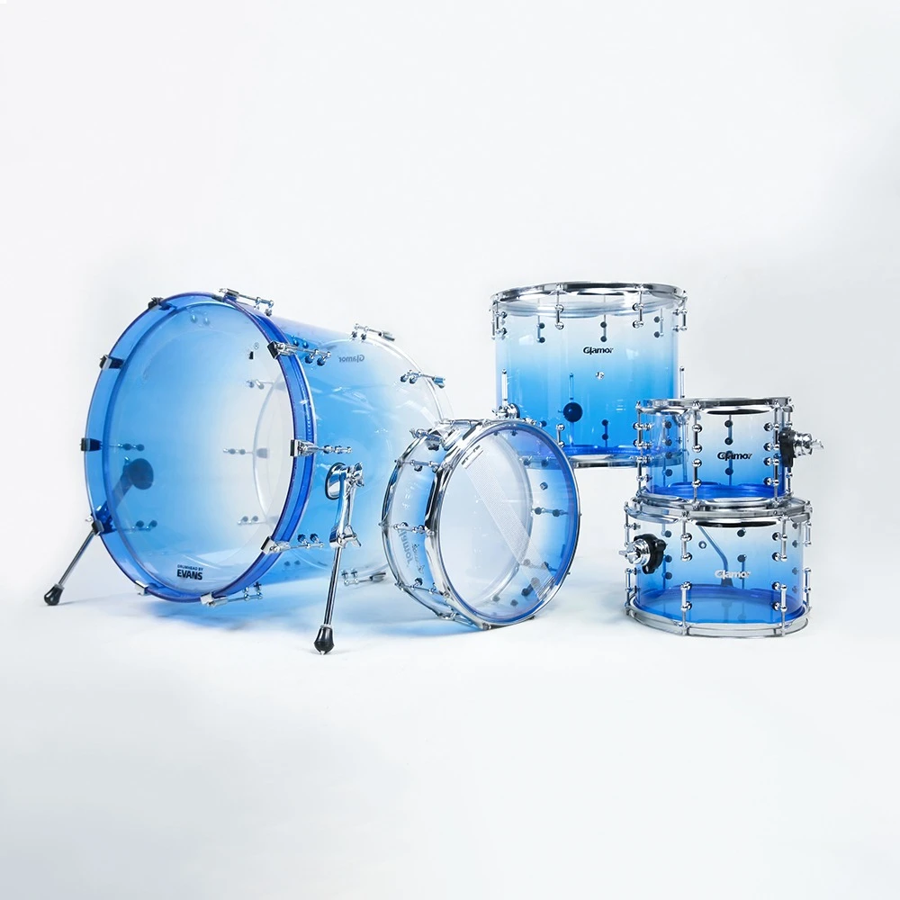 Glamour Drum Instrument Acrylic Blue gradual change Professional Drum Kit