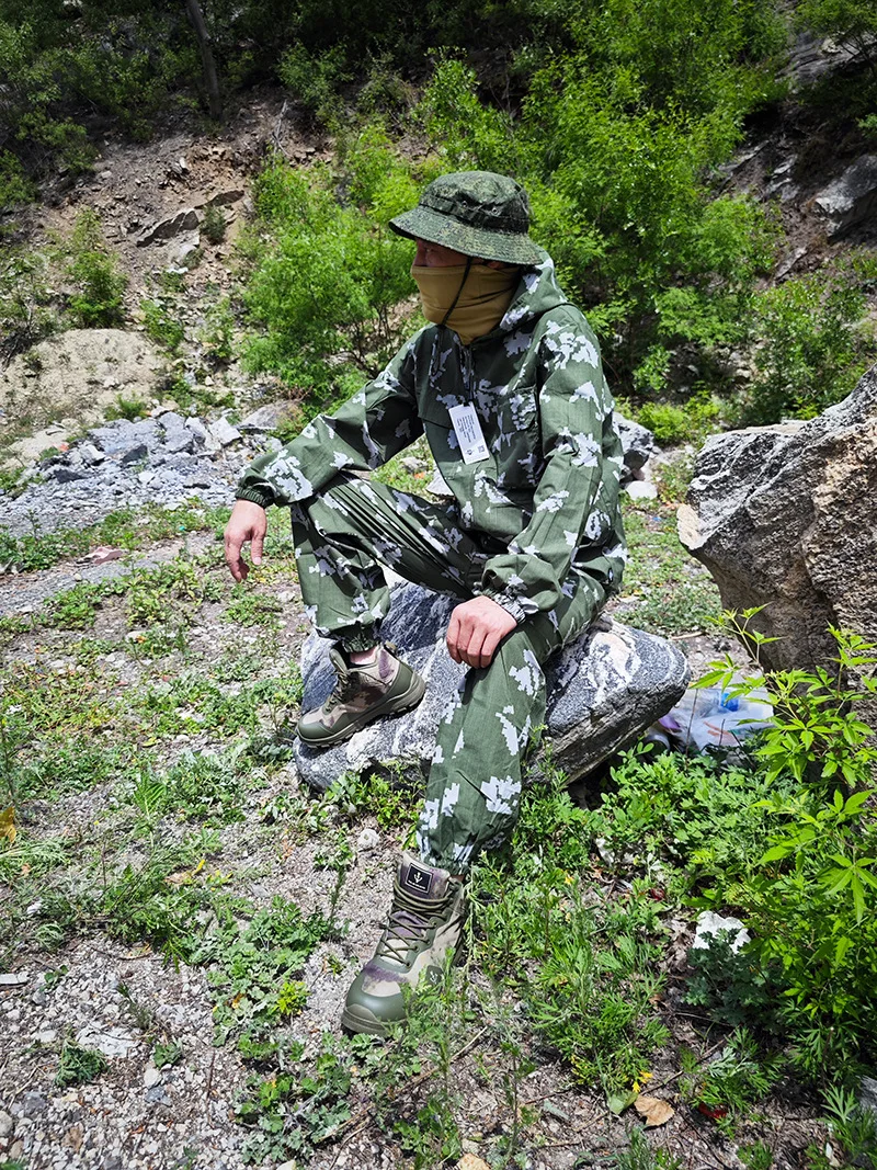 Militärisches Tarnuniform-Set, atmungsaktiver Sommer-Trainingsanzug, Outdoor-Mehrzweck-Taktische Arbeitskleidung, komplette Overalls – Detail 24
