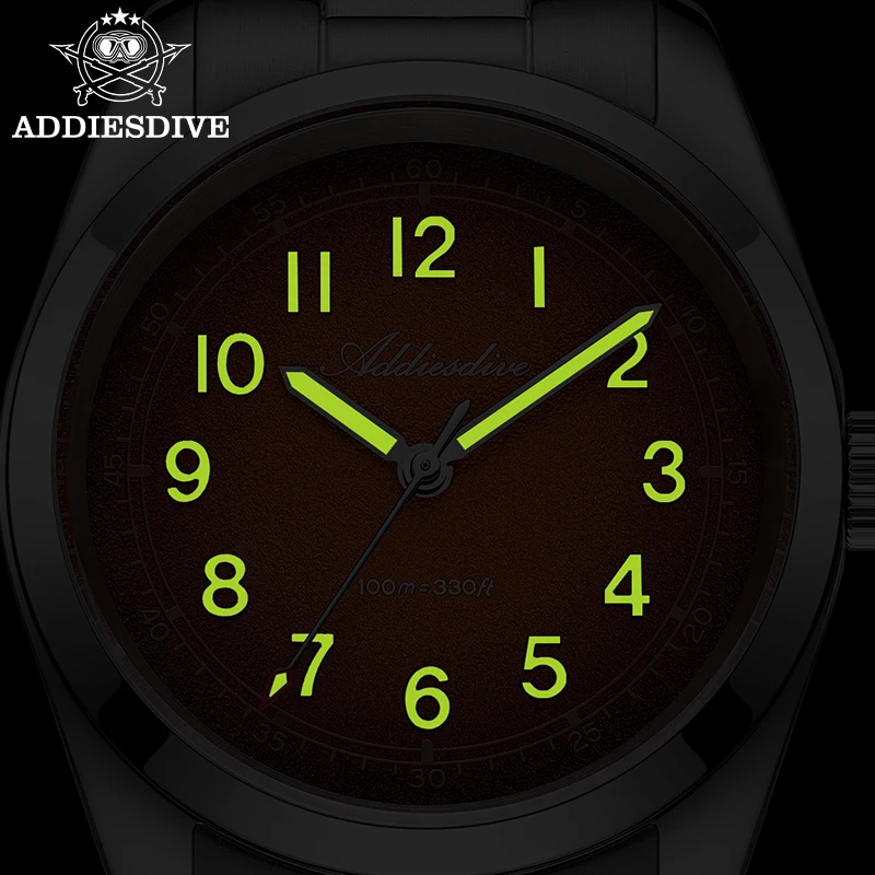 ADDIESDIVE New 2026 Men Diver Quartz Watch 36MM Sapphire Glass Super Luminous AD2553 100M Waterproof Stainless Steel Male Clock