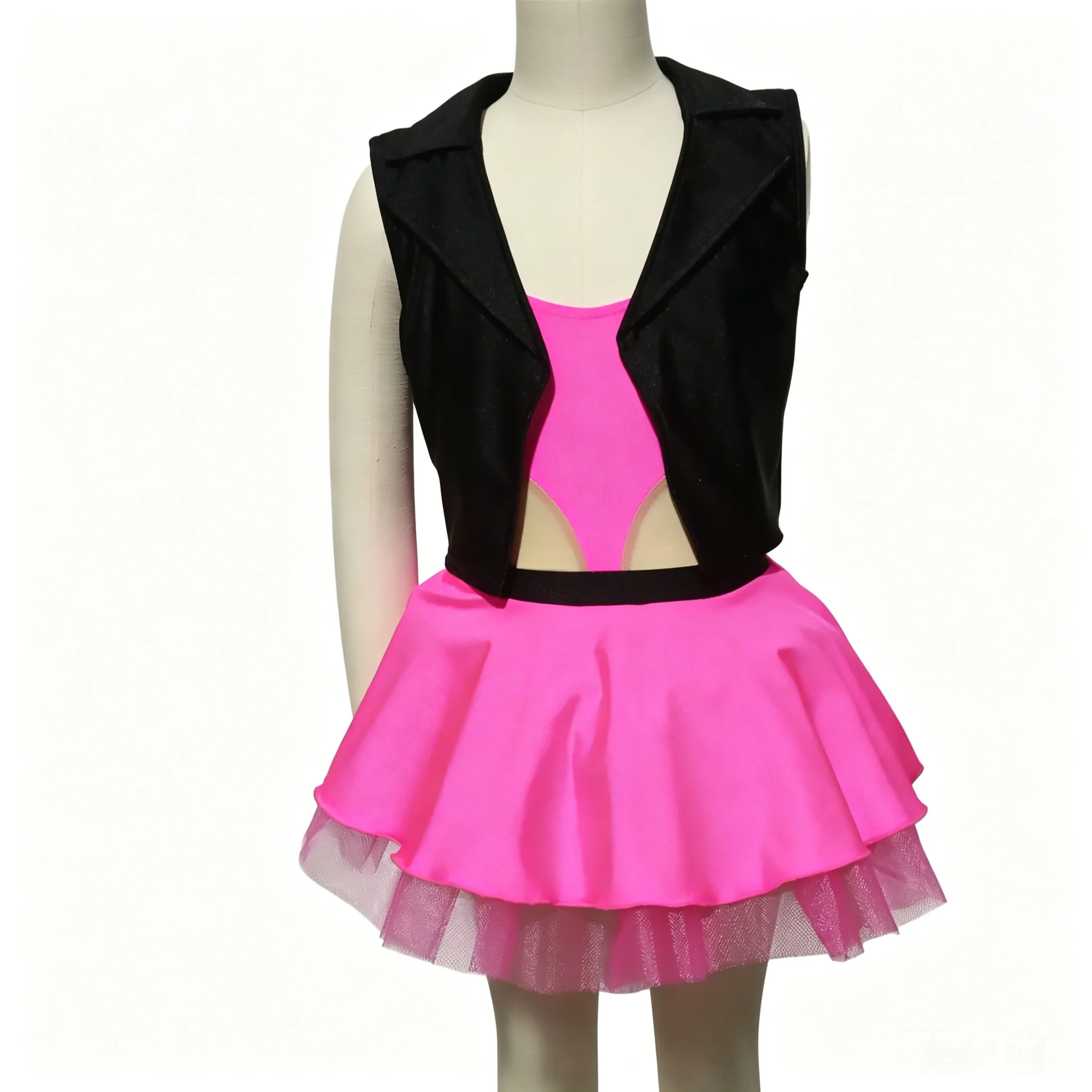 

Jinzhi Kids Girls Retail and wholesale nylon mesh modern dance ballet body suit training suit dance school Costume performance