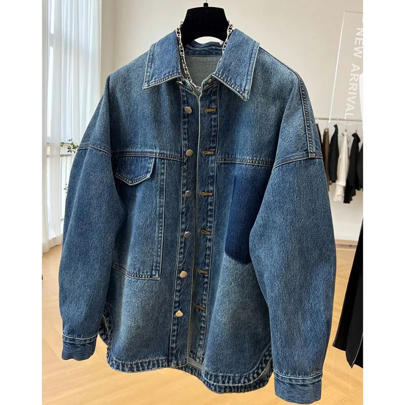 Casual Denim Shirt Coat Women\'s Spring Autumn 2025 Jacket New Loose Single-Breasted Jeans Outerwear Female Streetwear Denim Tops