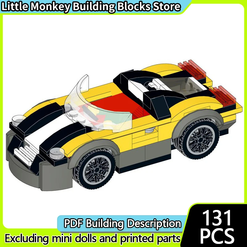 

Speed Racing Car Model MOC Building Bricks Yellow Convertible Car Modular Technology Children Holiday Gifts Assemble Toys Suit