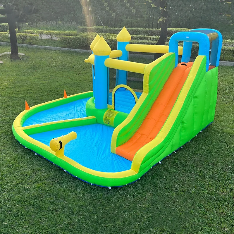 2024 Cross-border children's inflatable castle Outdoor water jet slide Indoor trampoline Household