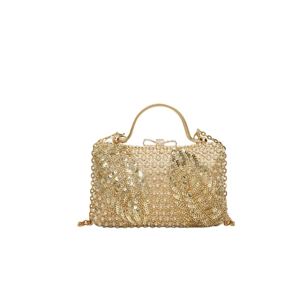 

Mini Metal Top Handle Evening Banquet Bag Glitter Shiny Ladies Clutch Bag Purse Rhinestone Sequin Box Handbag Wedding