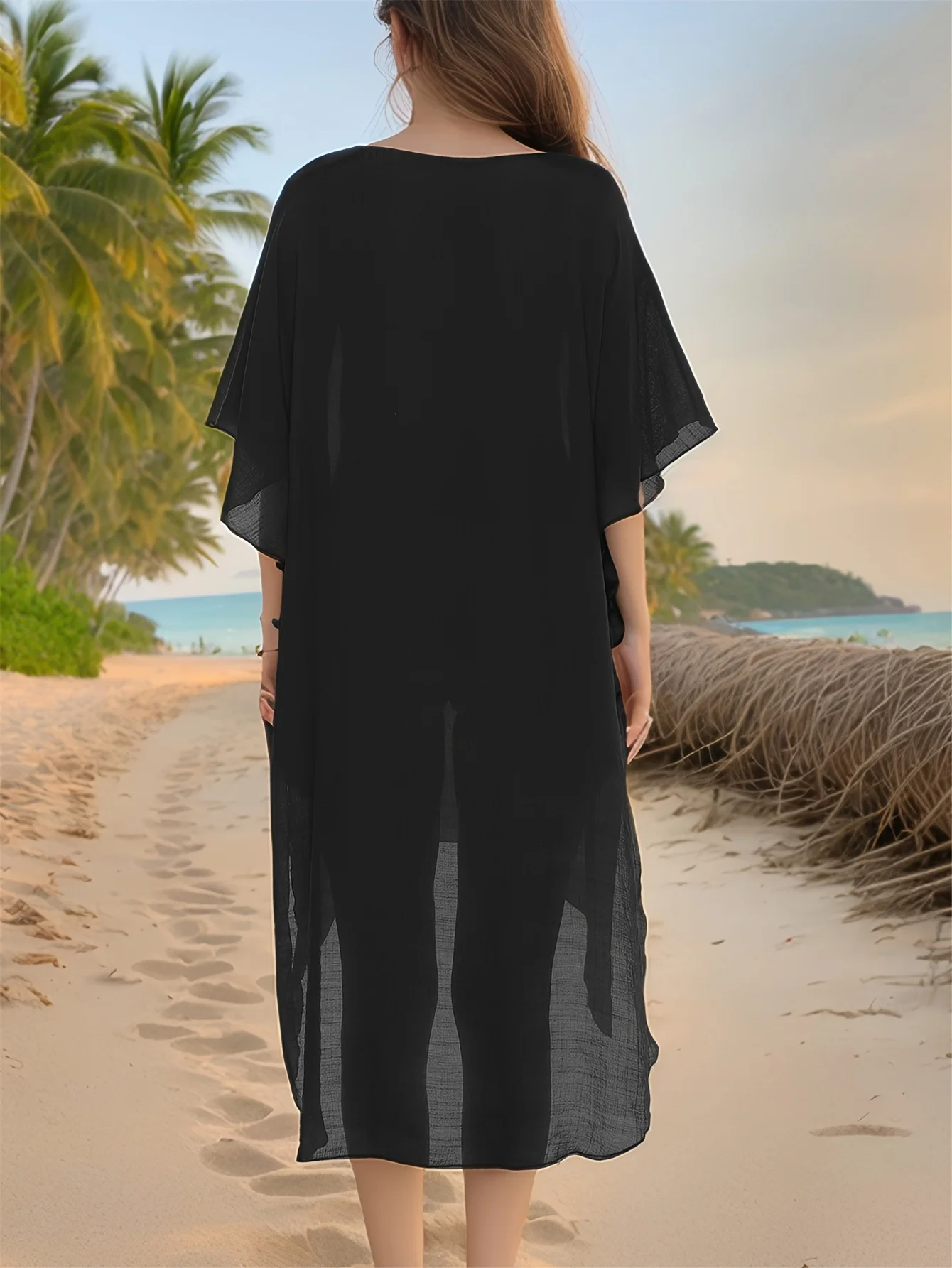 2026 Strand Cover-up Frauen Sommer Outfit Pareo Luxus Gestrickte Blume Bademantel Schwarz Split Maxi Kleid Weiß Badeanzug cover Up Neue