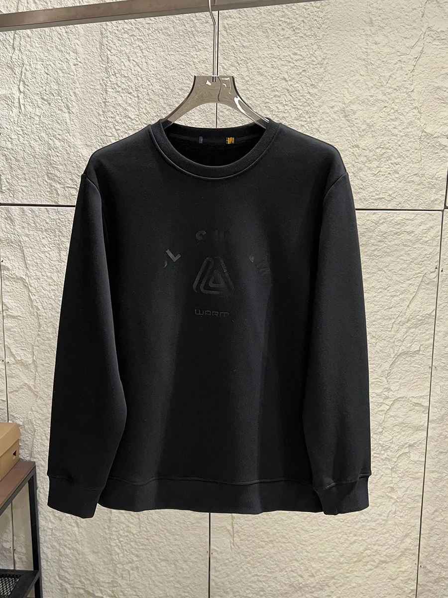 

Men's Fashionable Print Fleece-Lined round Neck Sweatshirt Skin-friendly Warm Loose Fit Autumn Winter Comfortable Casual Hoodie