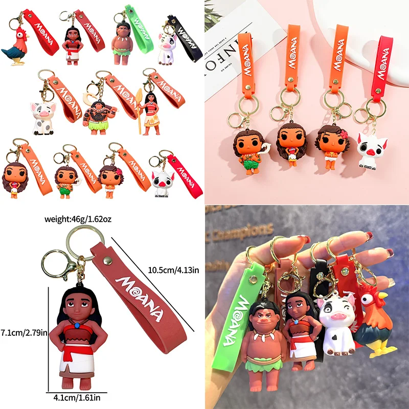 Disney Moana 2 Movie Figure Vaiana Moana Keychain Toys for Children Fans Backpack Bag Car Ornament Accessories Kid Birthday Gift