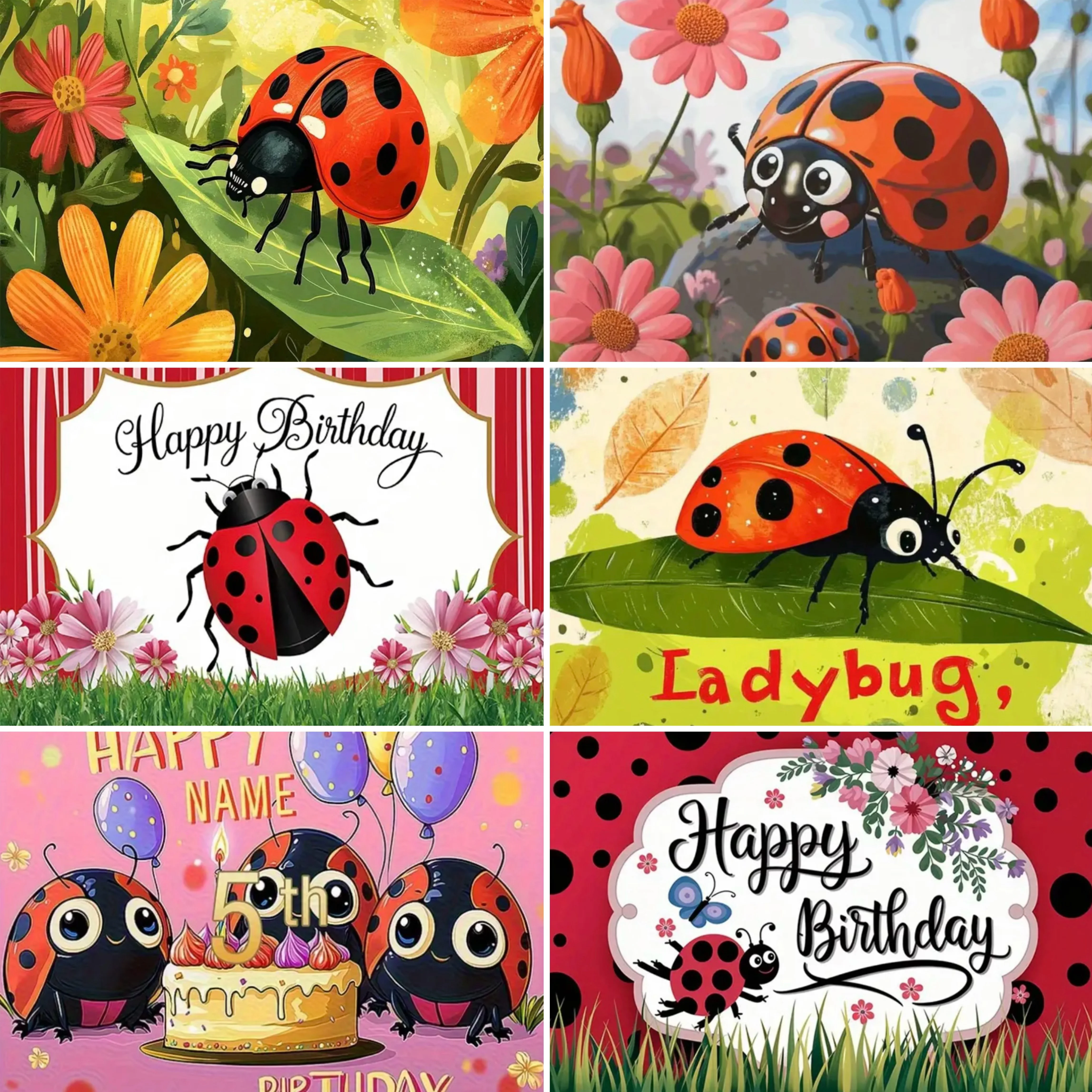 Cartoon Ladybug Theme Kids Birthday Party Backdrop  Natural Flower Insects World Cake Table Decor Props Gift Baby Party Supplies