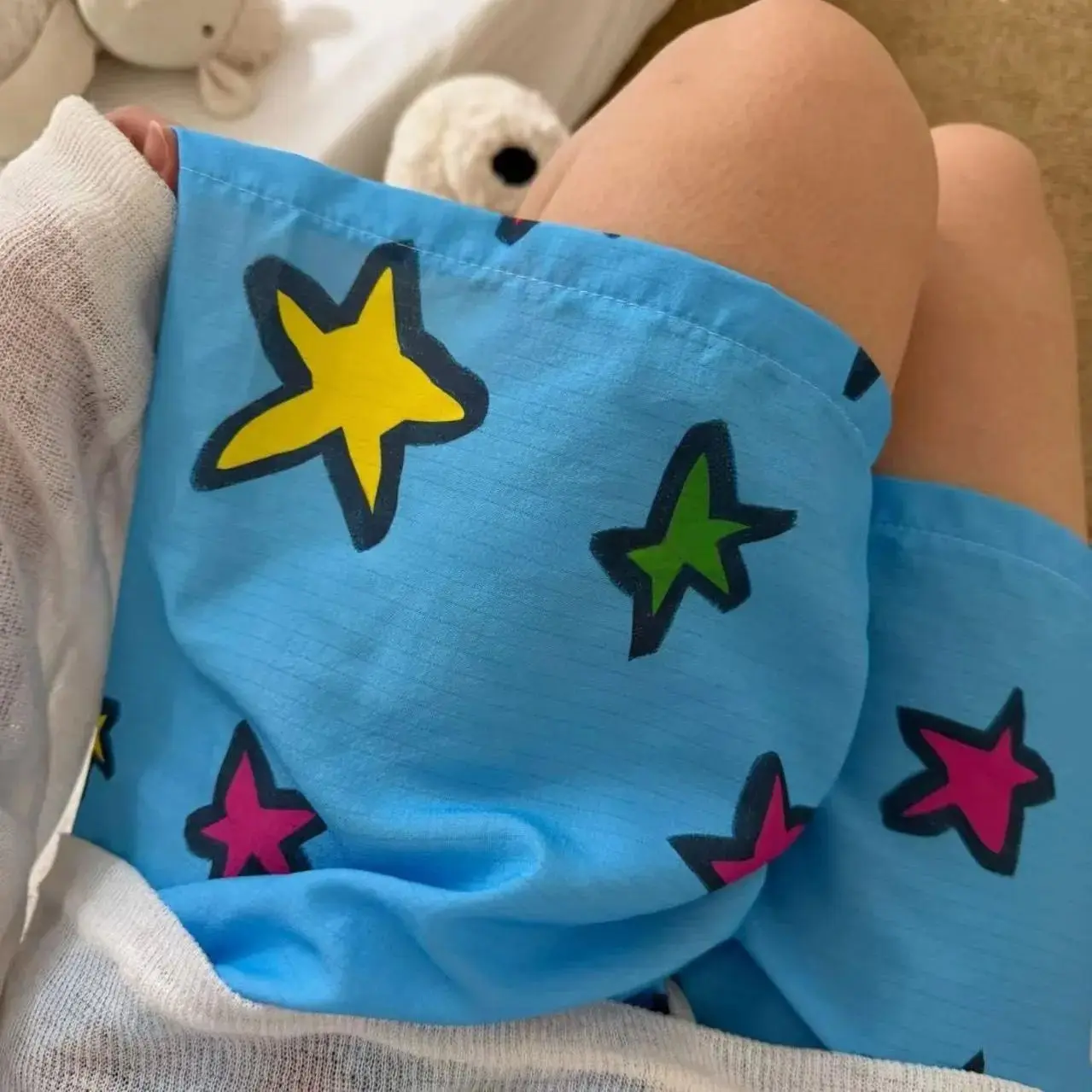 

Korean Style Short Pants Women's Loose Casual Elastic Home Sleepwear Thin Women's Pants Cartoon Print Summer Cloud Shorts