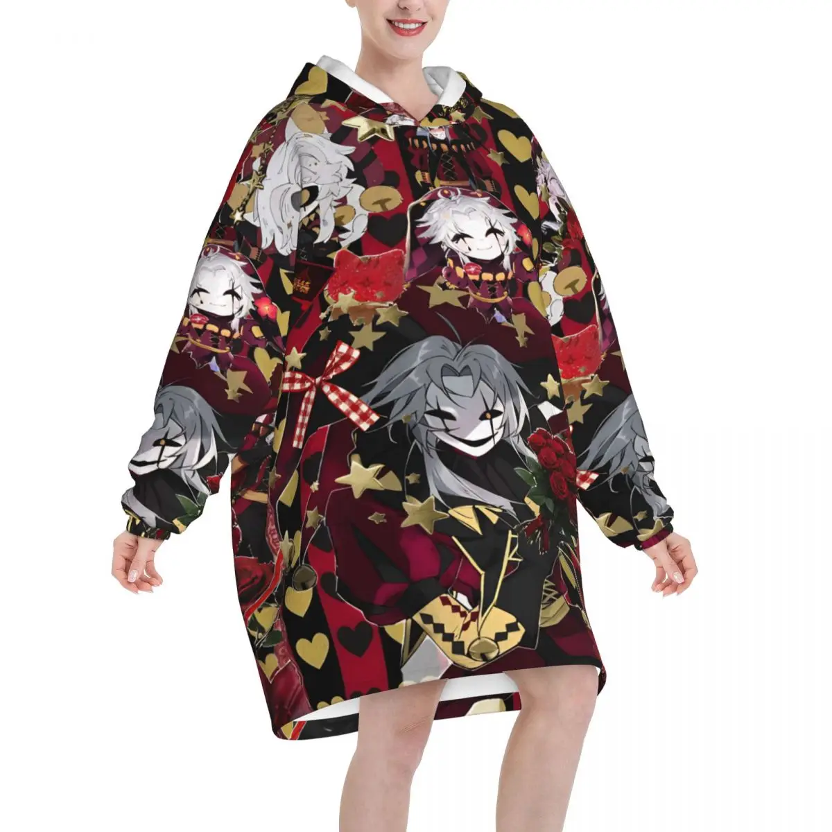 Pierrots The Freak Circus Oversized Blanket Hoodie Sweatshirt Long Fleece Hooded Wearable Blanket with Large Pocket