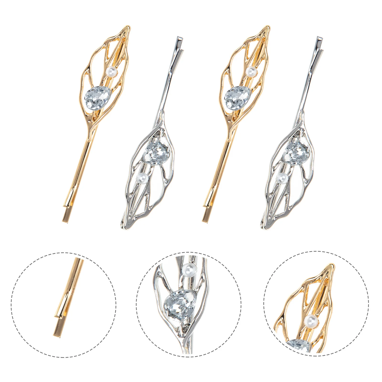 

4pcs Leaf Clips For Women Hair Barrettes Decorative Bobby Pins Sweet Style Hair Styling Accessories Party Daily Use