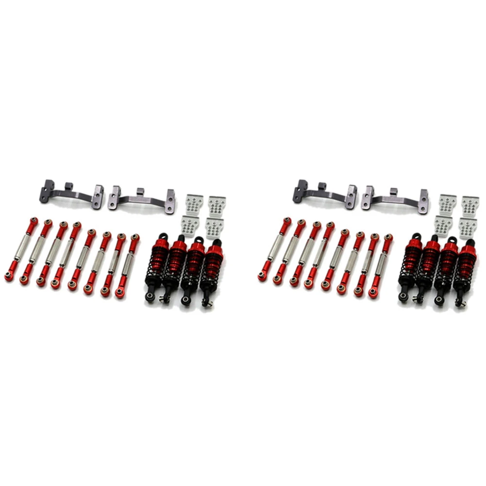 

BEDW-2X Upgrade Metal Pull Rod Tie Rod Pull Rod Base Shock Absorber For WPL B14 B24 C14 C24 C34 1/16 RC Car Spare Parts,Red