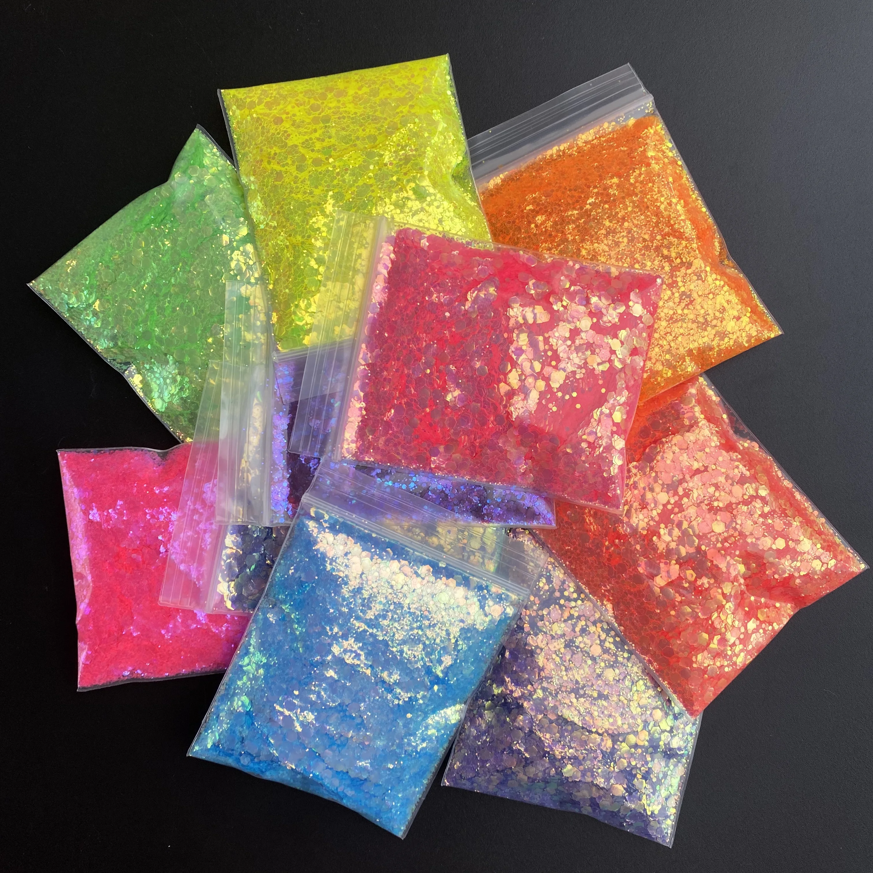 20g/Bag Neon Iridescent Glitter Mix Loose Chunky Nail Sequin Flakes For Manicure