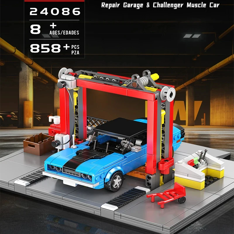 

Новый конструктор Mould King 24086 «Ремонтный гараж»: Маслкар Challenger MOC, развивающие игрушки для детей и взрослых, подарки