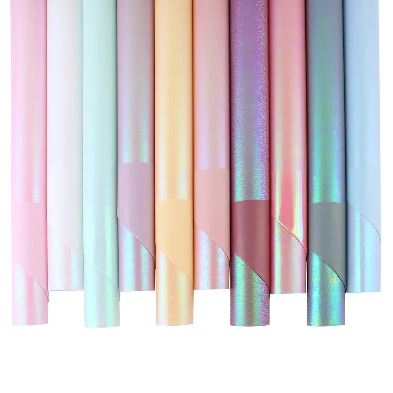 Iridescent Waterproof color silk flower bouquet floral paper brush pattern color packaging colorful light wrapping
