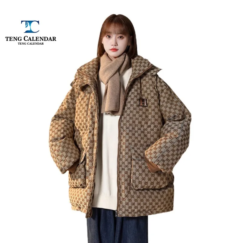 Winter Cotton Jacket for Women, Maillard Oversized Loose and Thickened Warm Work Suit Bread Jacket, Women\'s New 2024