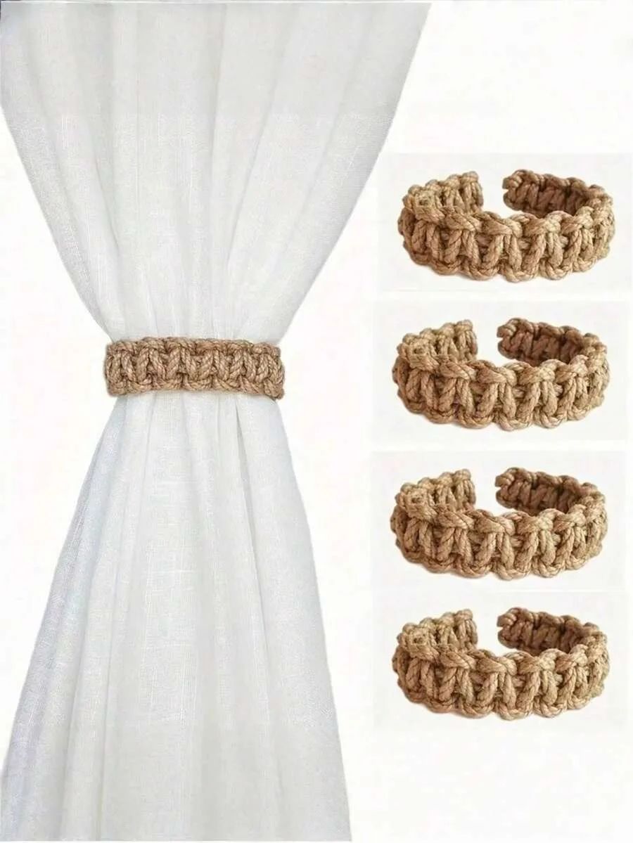 1/2/4pcs Curtain Tiebck, Curtain Tie Rope Braided Curtain Clip Curtain Holdback For Bedroom Living Room Home Decor