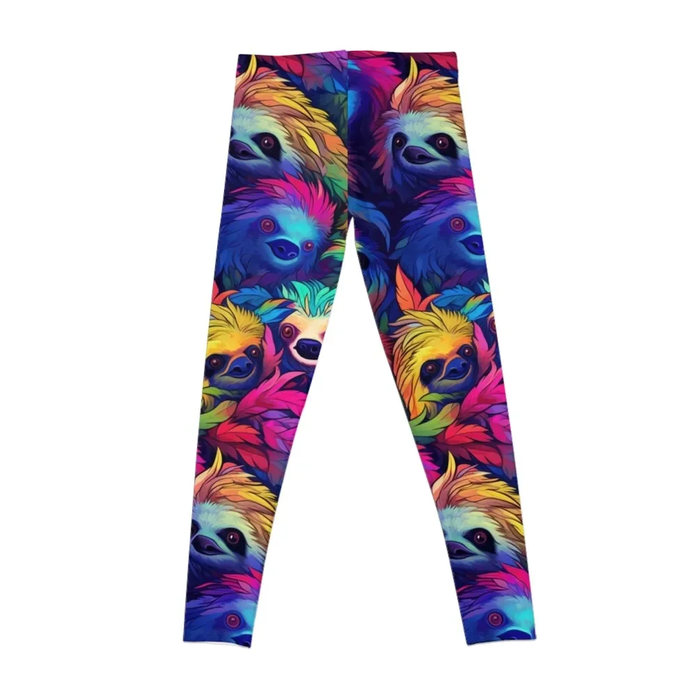 Slothful Delights: Embrace Colorful Whimsy with our All-Over Sloths Print Collection Leggings push up legging Womens Leggings