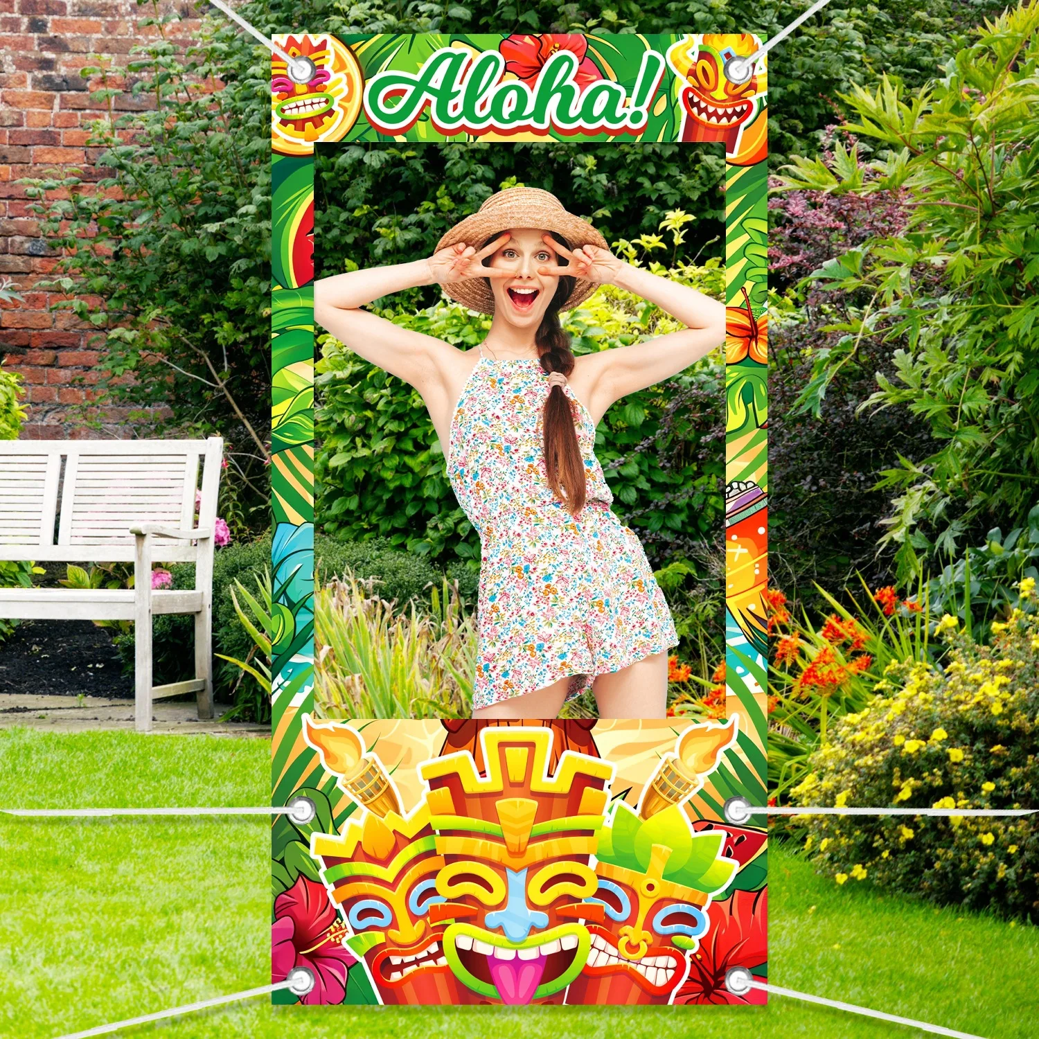 Aloha Luau Party Photo Booth Requisiten Hawaiian Party Dekorationen Fotorahmen für Geburtstag Brautparty Hochzeit Strand