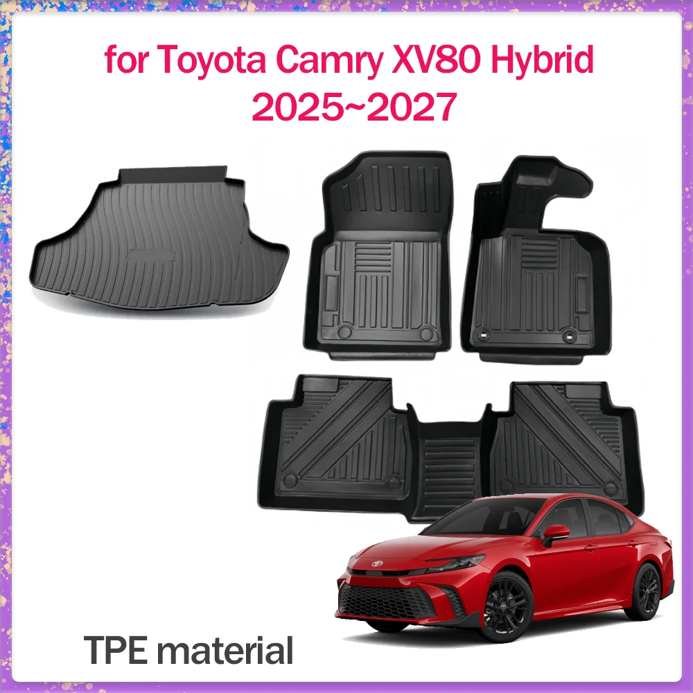 Car Floor Mat for Toyota Camry XV80 Hybrid 2025~2027 TPE Foot Interior Liner Waterproof Trunk Pad Carpet Custom Rug