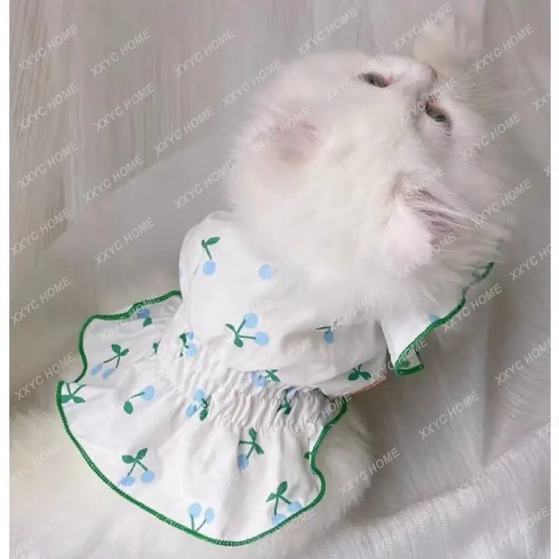 

Pet Clothes Cat Summer Thin Cat Skirt Anti-Lint Cute Sleeveless Kitten Vest