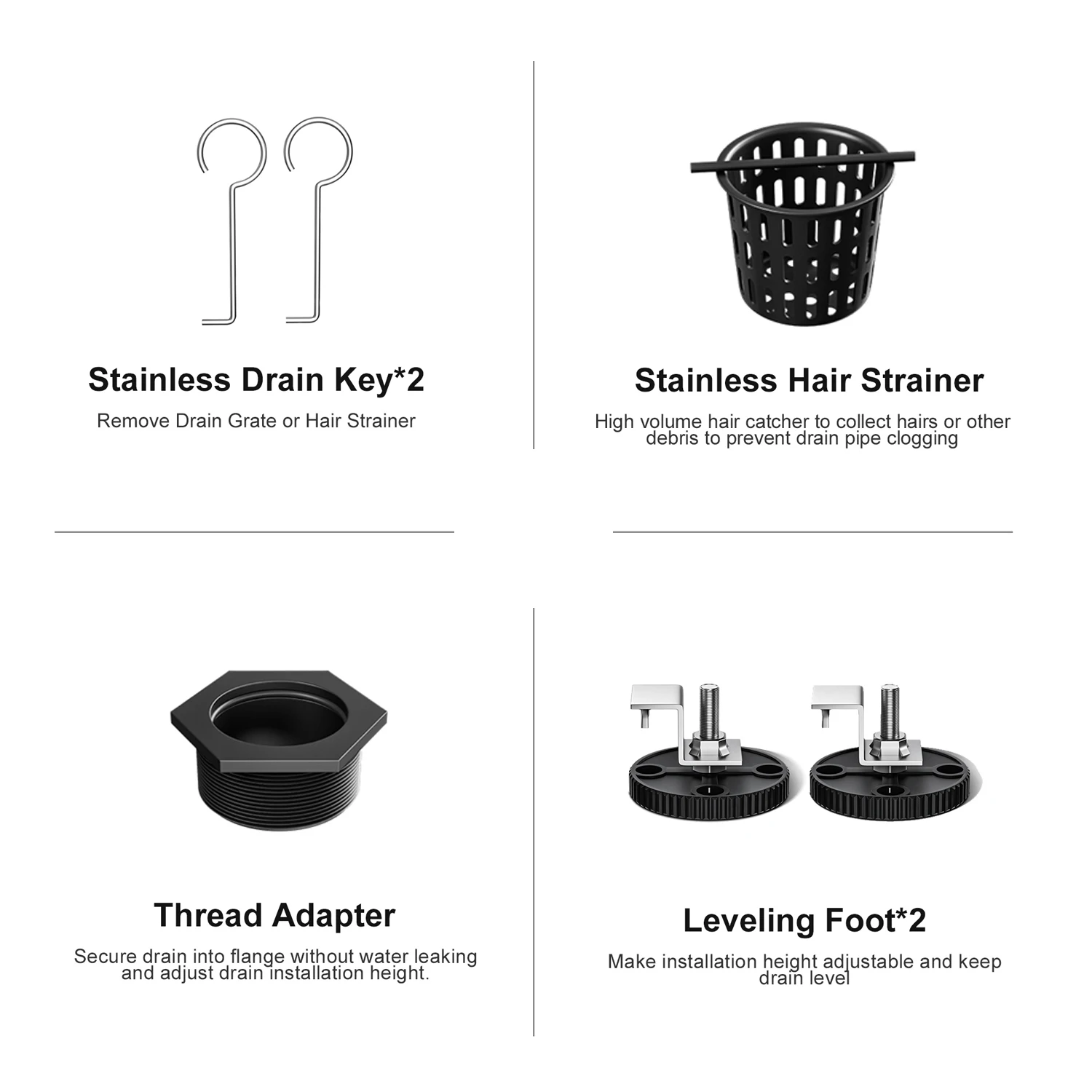 US Warehouse 24 Inch Black Linear Shower Drain 304 Stainless Steel CUPC Certified Dropship Friendly