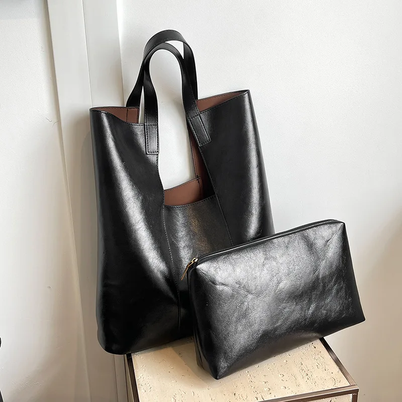 حقيبة مائلة للنساء ذات سعة كبيرة حقيبة كتف نسائية راقية من الجلد الزيتي محمولة باليد متعددة الاستخدامات حقيبة حمل كلاسيكية