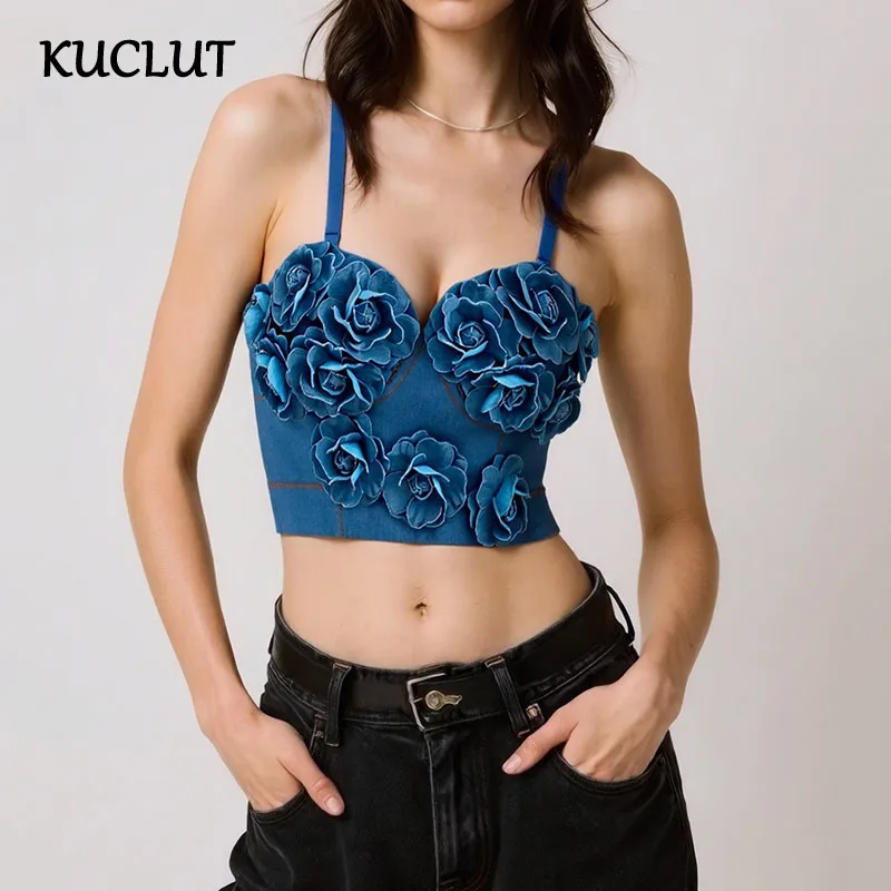 

KUCLUT модный жилет ручной работы с 3D цветком для женщин, однотонный универсальный топ на бретельках с открытой спиной, женский модный 1A354