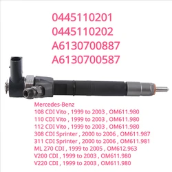 New Diesel Fuel Injector 0445110201 0445110202 A6130700887 For Mercedes-Benz Vito ML270 99-2003 / Sprinter 2000-06 OM611.980