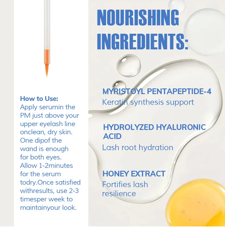 Essence d'amélioration des sourcils et des cils à ingrédient naturel – Soin nourrissant, pour cils et sourcils plus longs, plus complets et plus épais