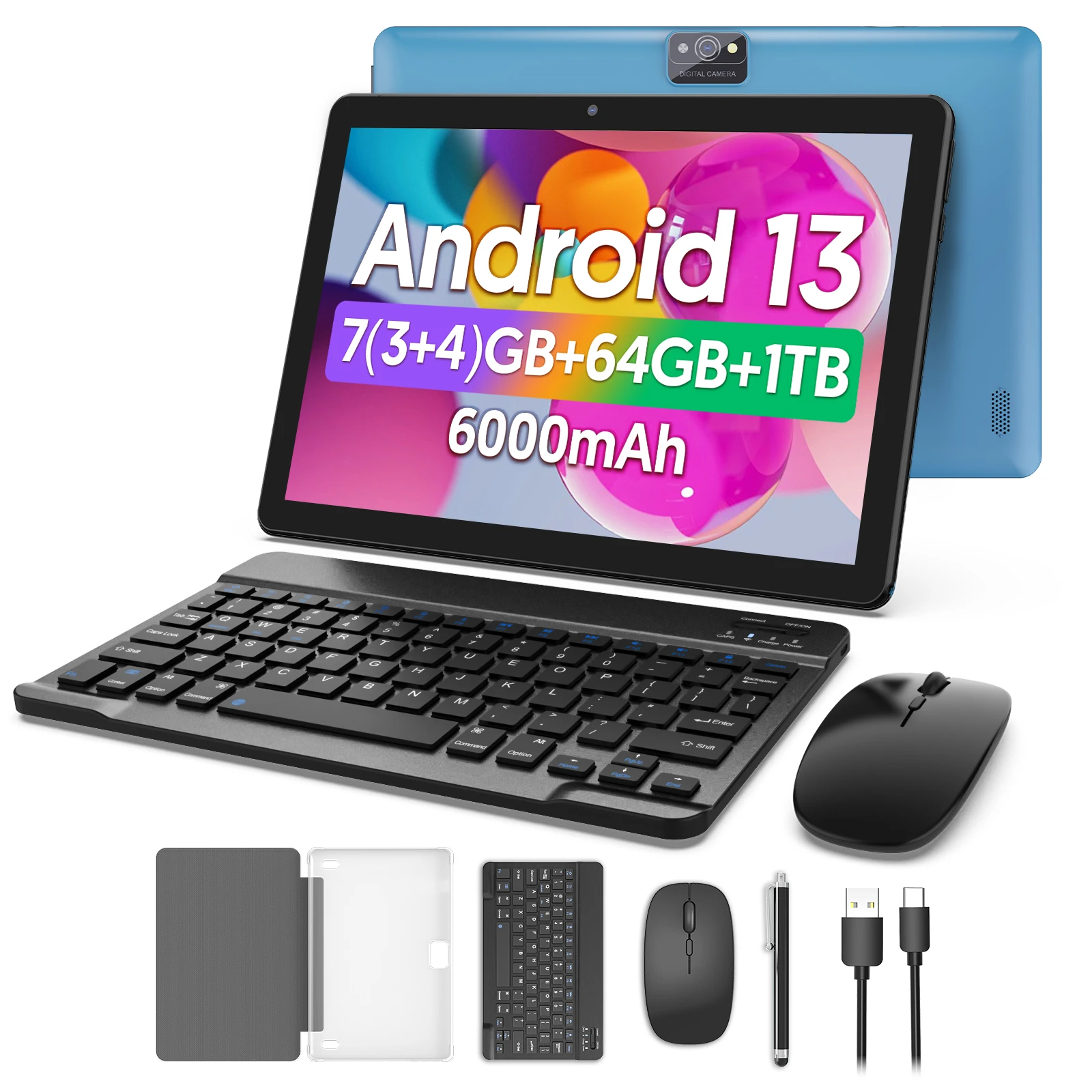 

BAKEN new 10-inch Android 13 tablet , quad-core processor, 7GB (3g+4g memory expansion) RAM+64GB ROM, 1TB expansion, 1280x800 IP