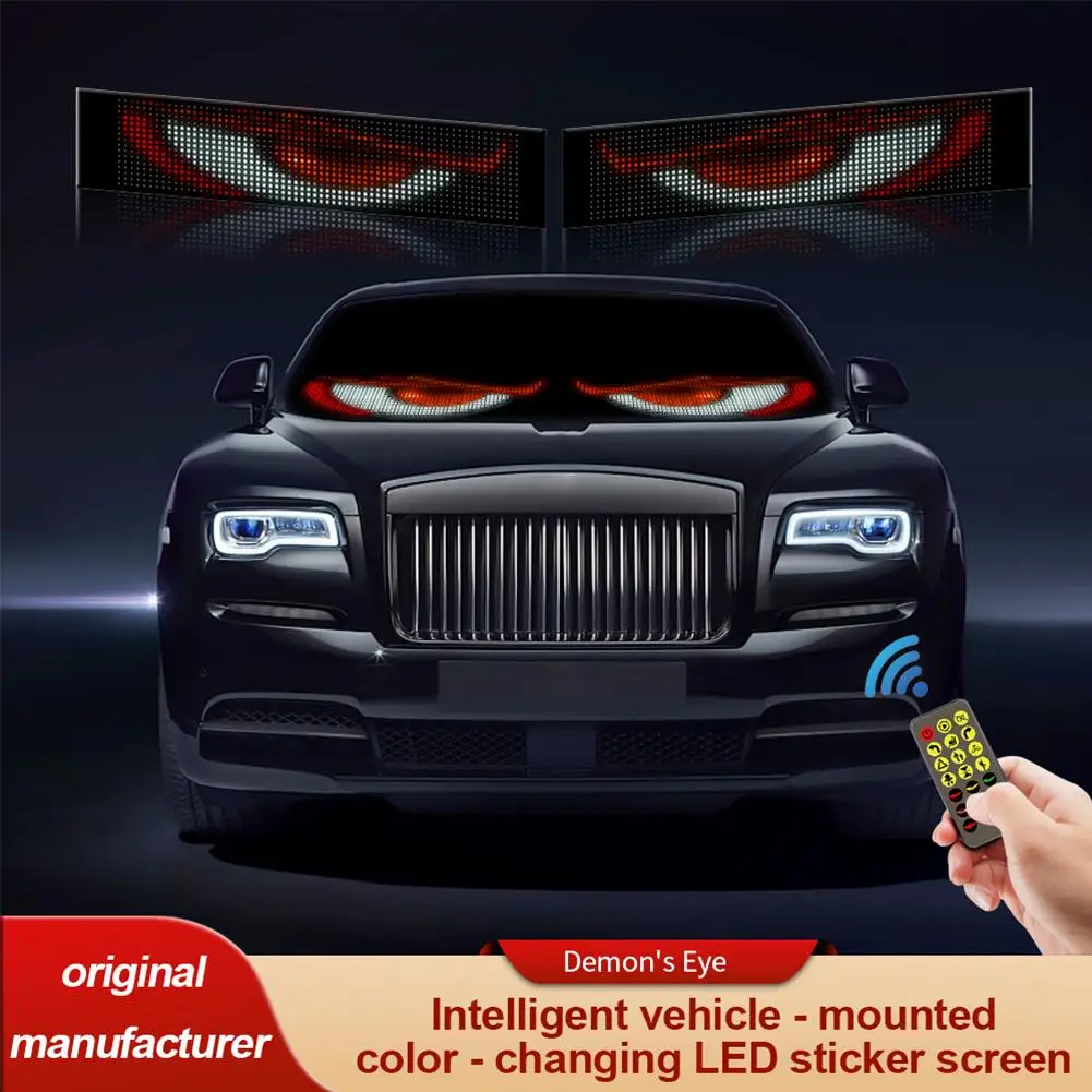 

LED Screen Devil‘s Eyes LED Panel Matrix Screen Light Remote Control Animation Display Screen Light For Car Truck Windshiel W7R7