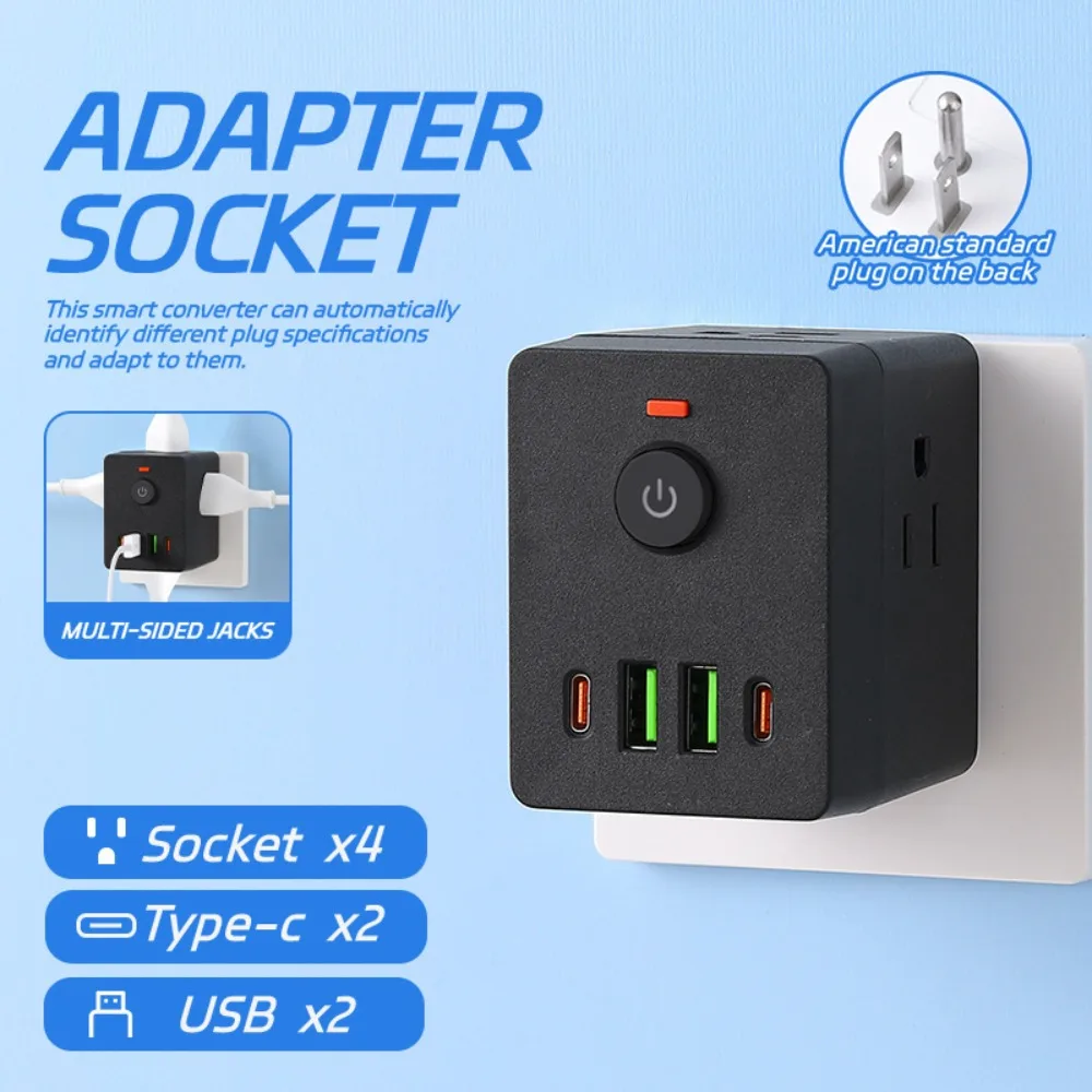 Professional Multi Plug Outlet Extender Surge Protector USB C Power Strip Durable Overload Protection Outlet Splitter Home
