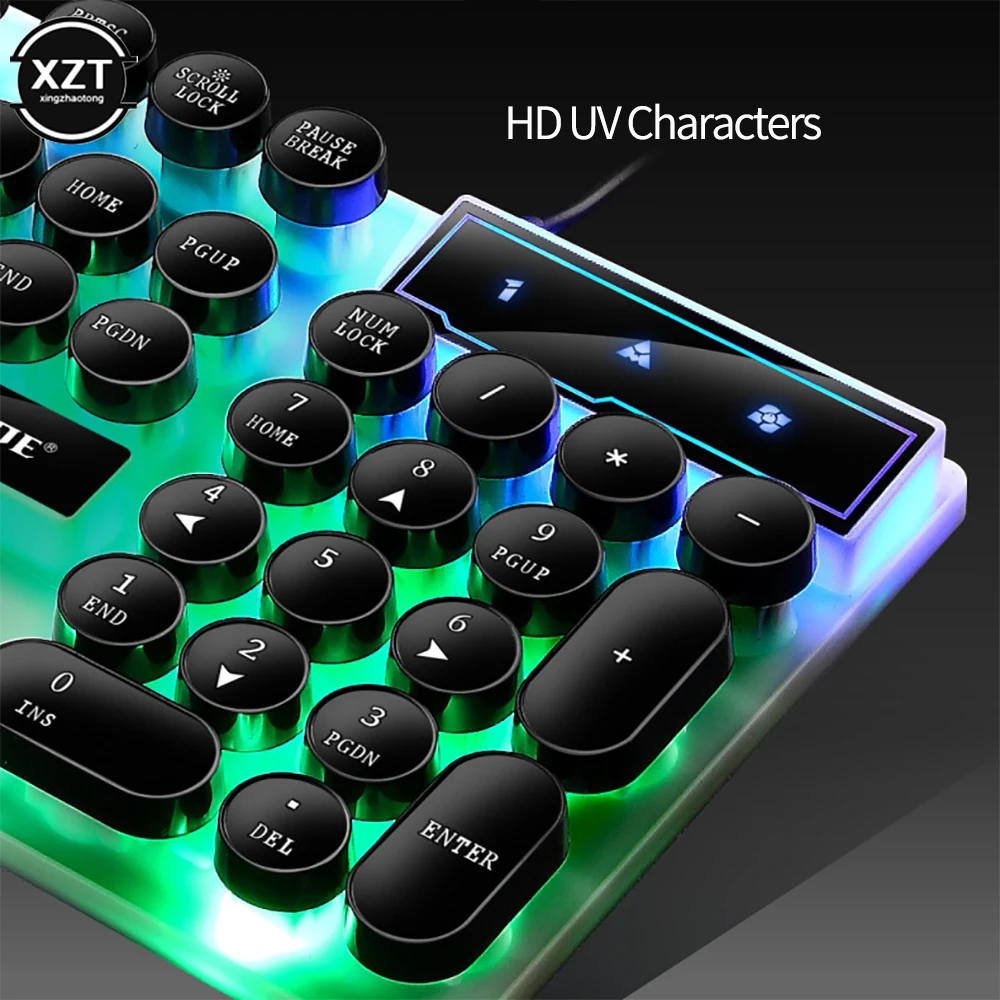 GTX300 Máquina de Escrever Teclado e Mouse Set, Teclado Retro Punk, Jogo retroiluminado, USB Wired, PC, Desktops