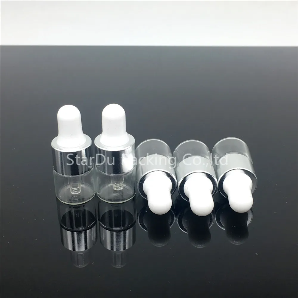 50PCS 1ML ขนาดเล็กขวดหยดแก้วใส 1cc มินิขวดแก้วพร้อม Pipette Dropper สําหรับน้ํามันหอมระเหย