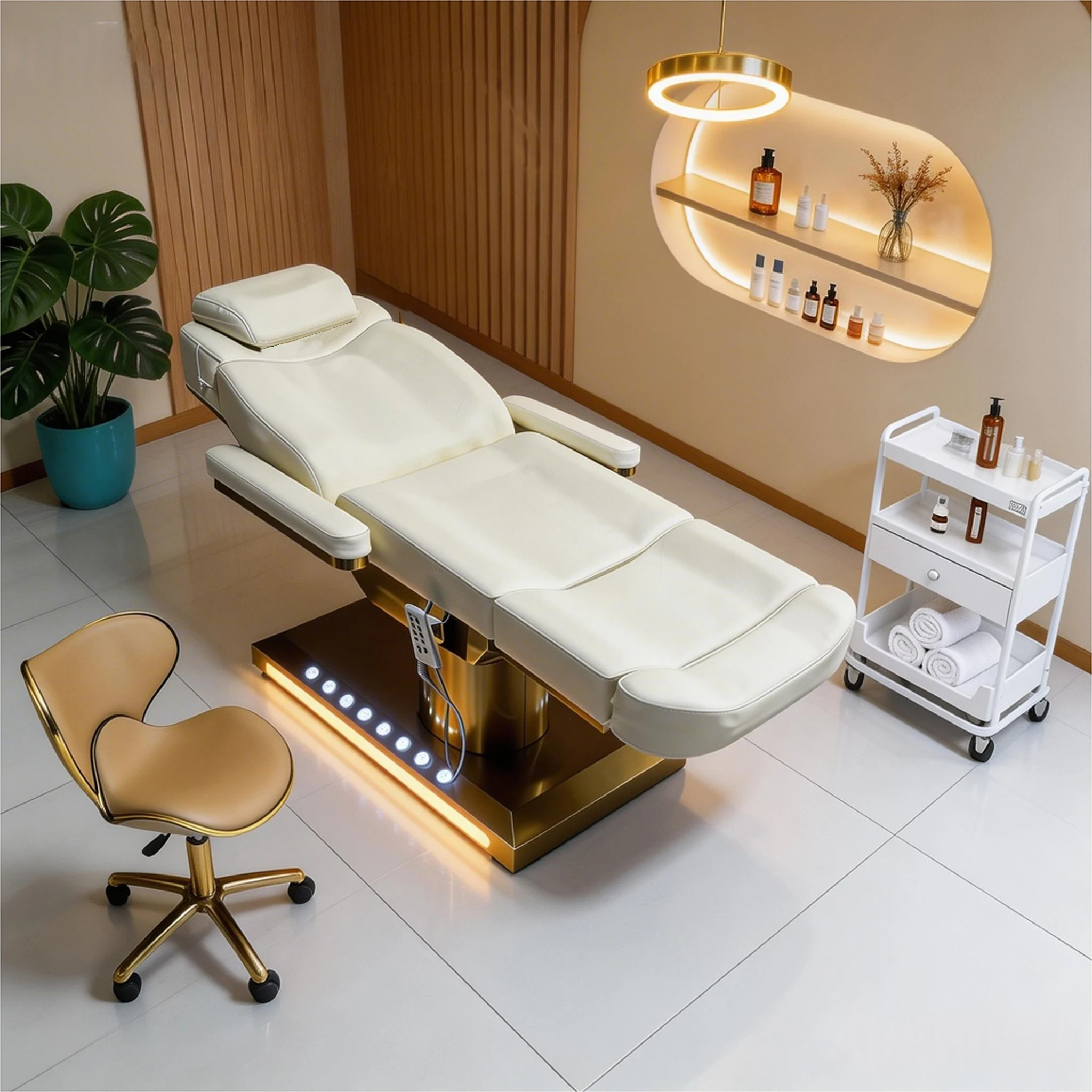 #Beauty Bed Extension Bed Armrest & Headrest 3/4 Motor Multi-Angle Adjustment Electric Salon Spa Facial Lash