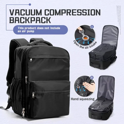 Imagen 1 del producto Mochila de compresión al vacío para hombre, mochila para ordenador portátil de 15,6 pulgadas, mochila de viaje al vacío para senderismo, mochila Ryanair, bolsa de cabina de 40x20x25