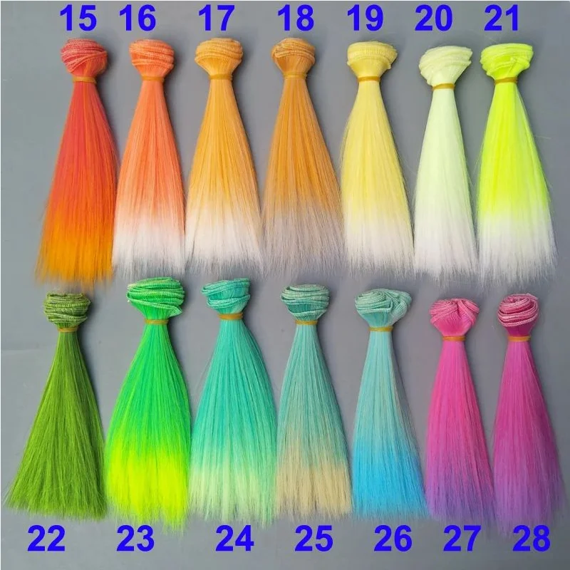 Mềm tóc giả búp bê nhiệt độ cao 15 cm 25 cm Đen nâu blonde Kaki color straight Nga vải búp bê nghệ thuật tóc